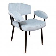 Dining armchair with black enameled metal frame
